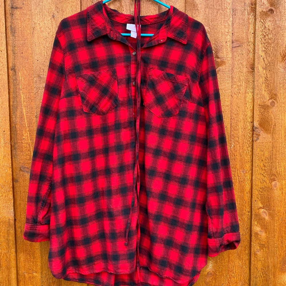Red Buffalo Plaid Maternity Shirt Dress